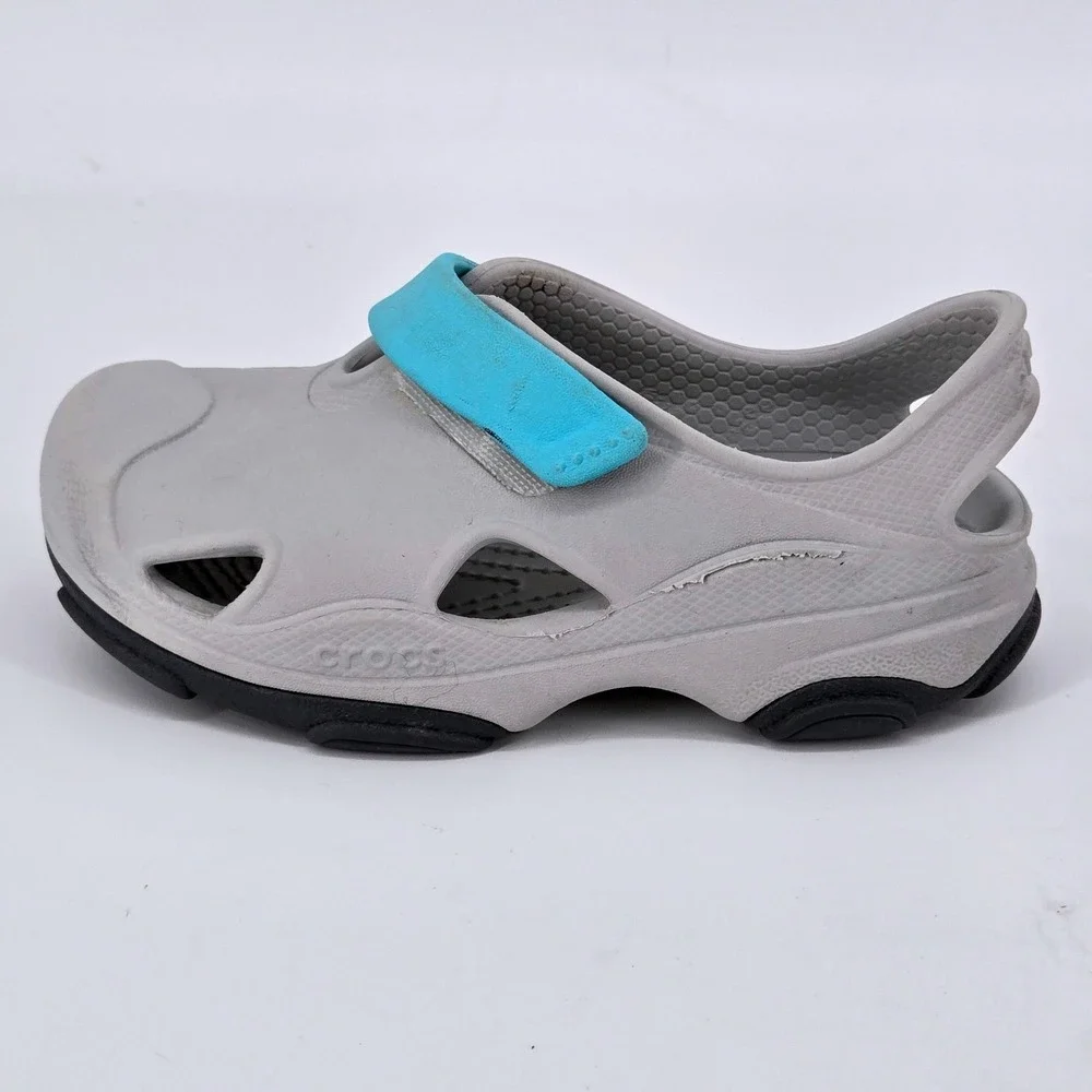 Crocs Toddler All Terrain Fisherman Sandals Gray Atmosphere Blue Water Shoes C9